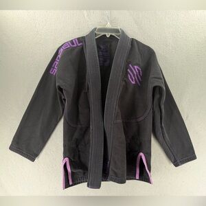 Sanabul Gi Kimono Top Womens Size W3 Black Purple Brazilian Jiu Jitsu MMA Jacket